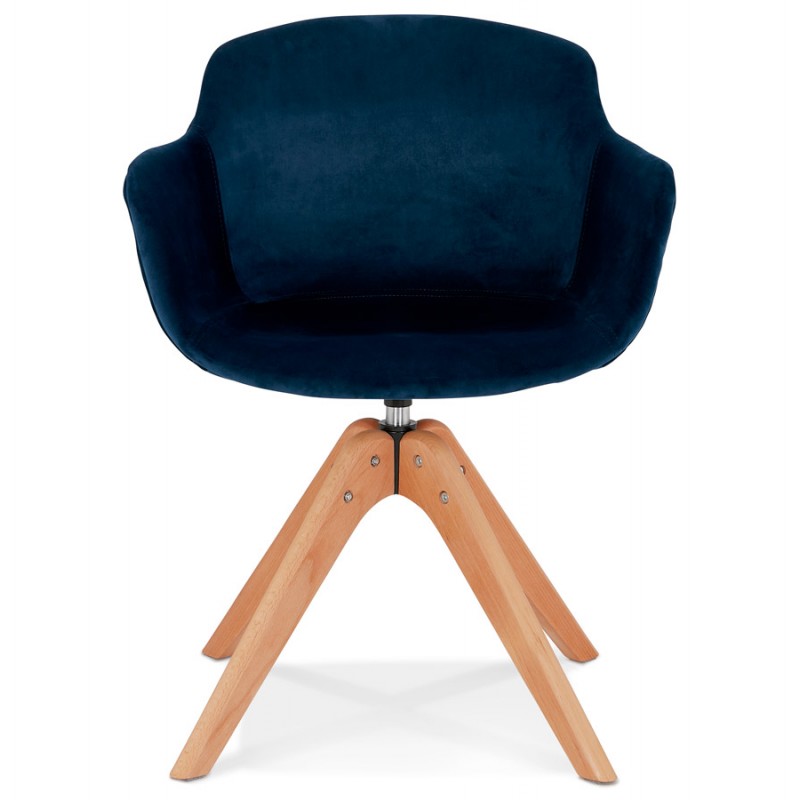 Chaise avec accoudoirs en velours pieds bois naturel MANEL (bleu) - image 62859