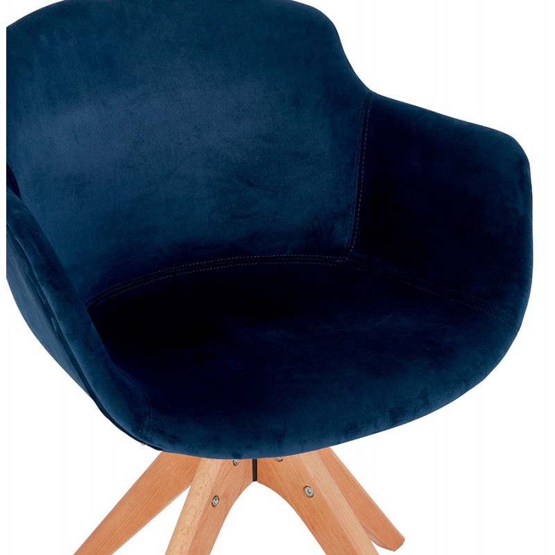 Chair with velvet armrests feet natural wood MANEL (blue) - image 62864
