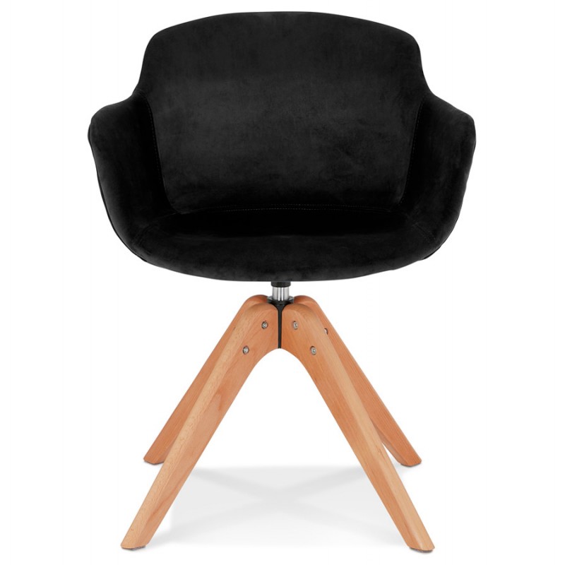 Chaise avec accoudoirs en velours pieds bois naturel MANEL (noir) - image 62869