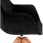 Chaise avec accoudoirs en velours pieds bois naturel MANEL (noir)