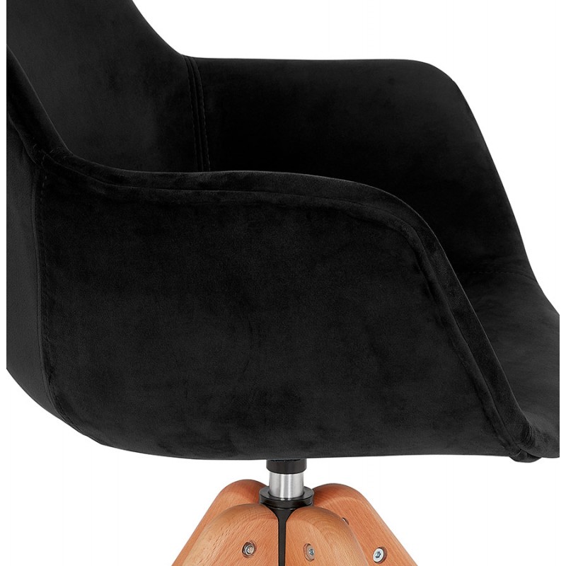 Stuhl mit Armlehnen aus Samtfüßen Naturholz MANEL (schwarz) - image 62875