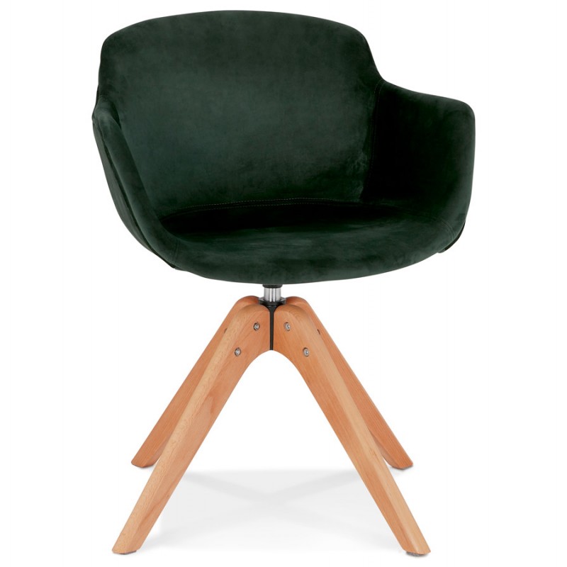 Chaise avec accoudoirs en velours pieds bois naturel MANEL (vert) - image 62888