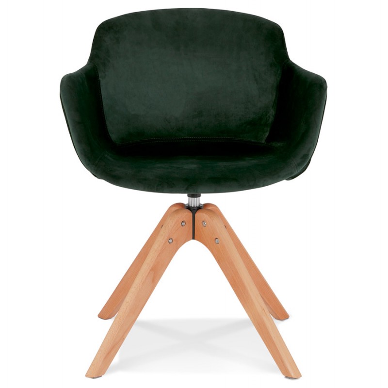 Chaise avec accoudoirs en velours pieds bois naturel MANEL (vert) - image 62889