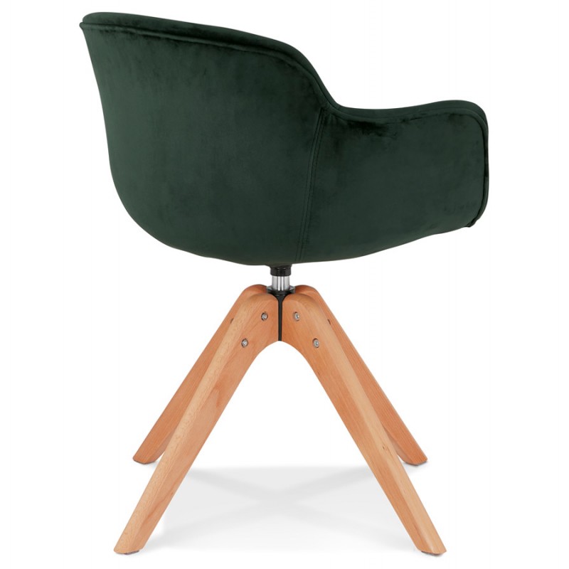 Chaise avec accoudoirs en velours pieds bois naturel MANEL (vert) - image 62891
