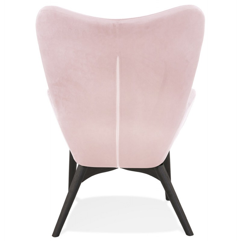 Sessel mit Ohren aus Samtfüßen aus schwarzem Holz EMRYS (rosa) - image 62902