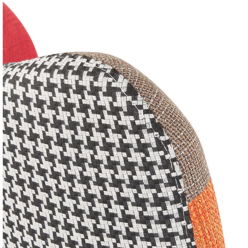 Poltrona auricolare patchwork in tessuto del piede in legno naturale RHYS (multicolore) - image 62920