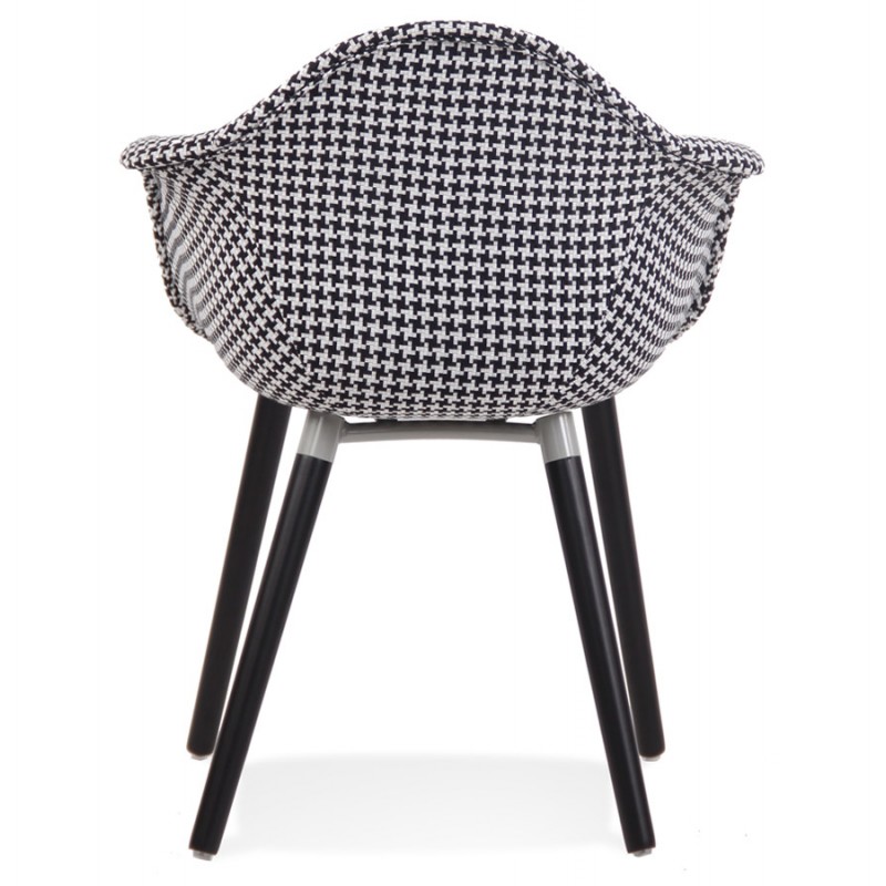Chaise avec accoudoirs en tissu et pieds en bois noir RANY (pied de poule) - image 62949