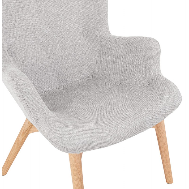 Ear armchair in fabric feet natural wood RHYS (gray) - image 62961
