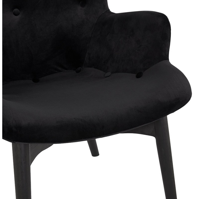 Velvet armchair feet black wood EMRYS (black) - image 62974
