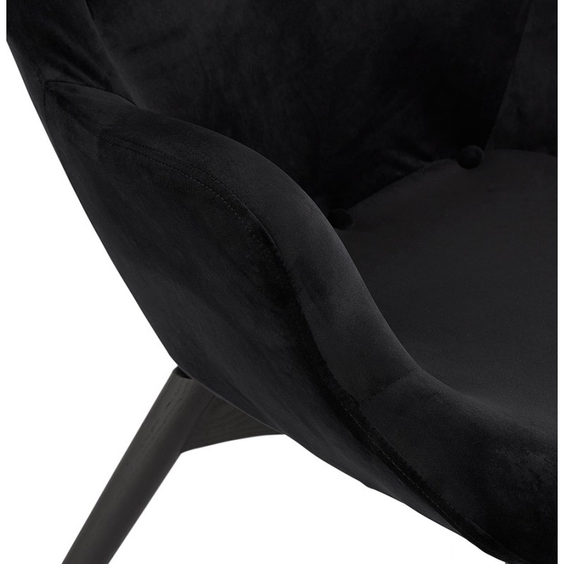 Velvet armchair feet black wood EMRYS (black) - image 62978