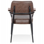 Stuhl mit Armlehnen Vintage-Füße schwarzes Metall PACO (braun)