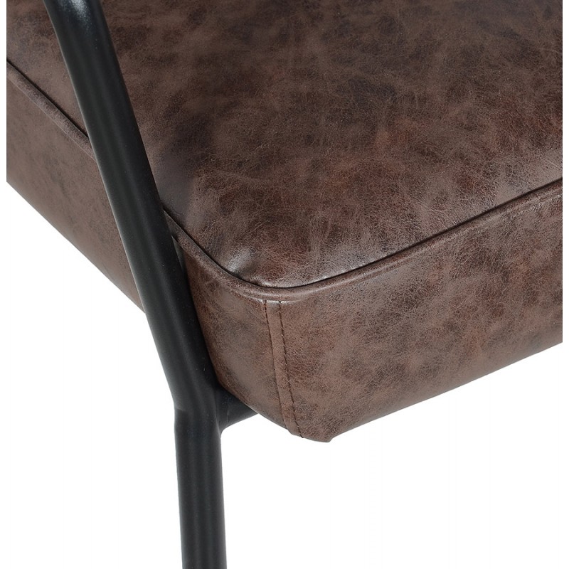 Chaise avec accoudoirs vintage pieds métal noir PACO (marron) - image 62986