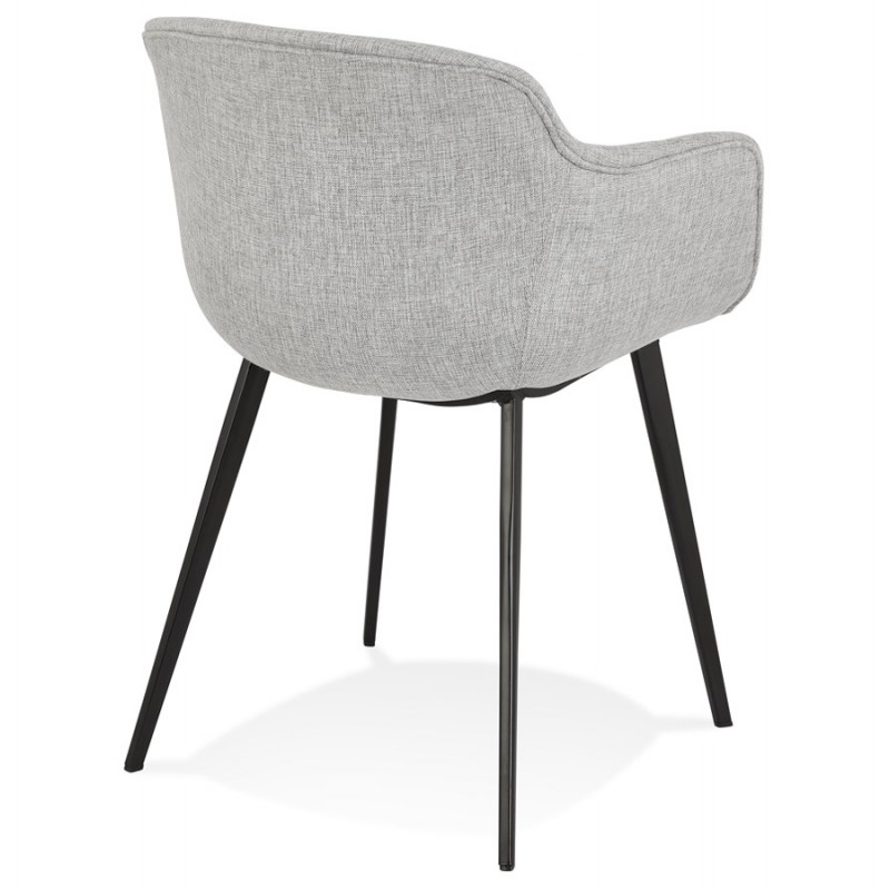 Chaise avec accoudoirs en tissu pieds métal noir ORIS (gris) - image 63025