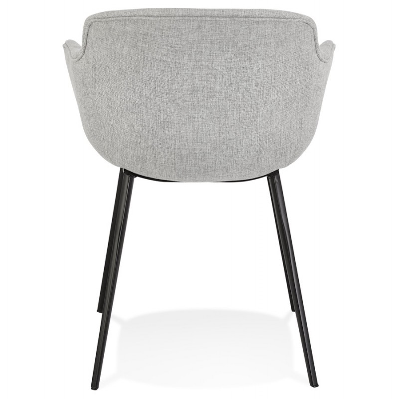 Chaise avec accoudoirs en tissu pieds métal noir ORIS (gris) - image 63026