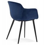 Chair with armrests in velvet feet black metal KEVAN (blue)