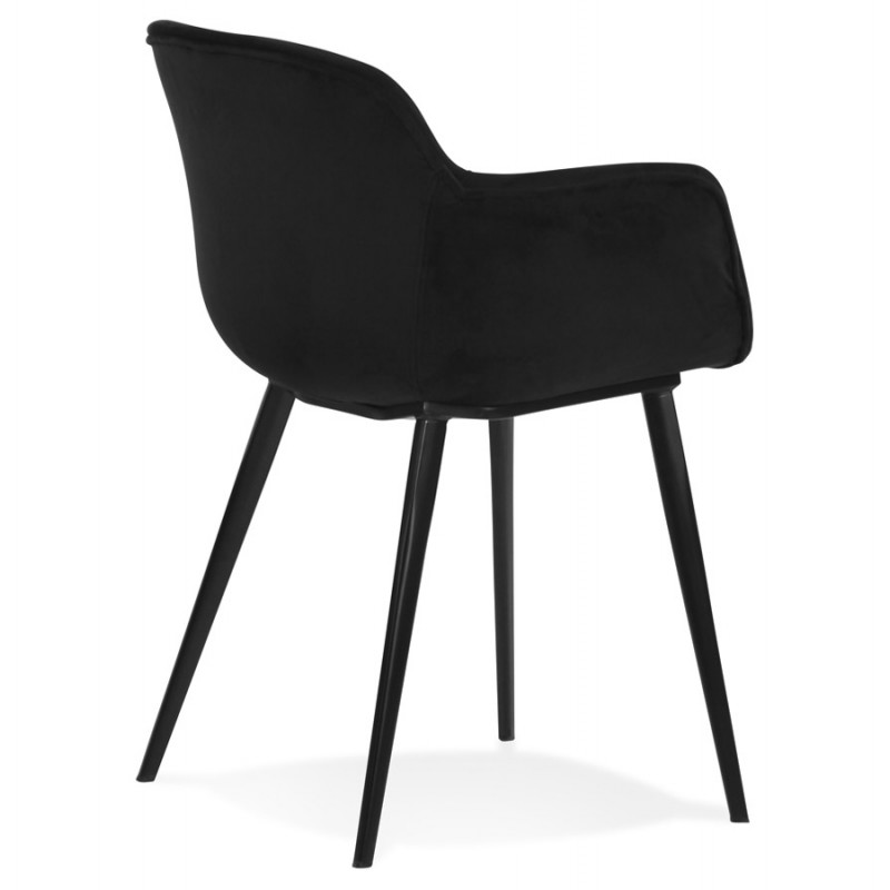 Chair with armrests in velvet feet black metal KEVAN (black) - image 63042