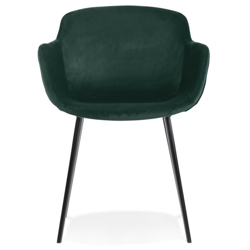 Chair with armrests in velvet feet black metal KEVAN (green) - image 63052