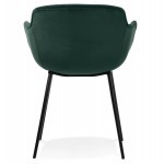Chair with armrests in velvet feet black metal KEVAN (green)