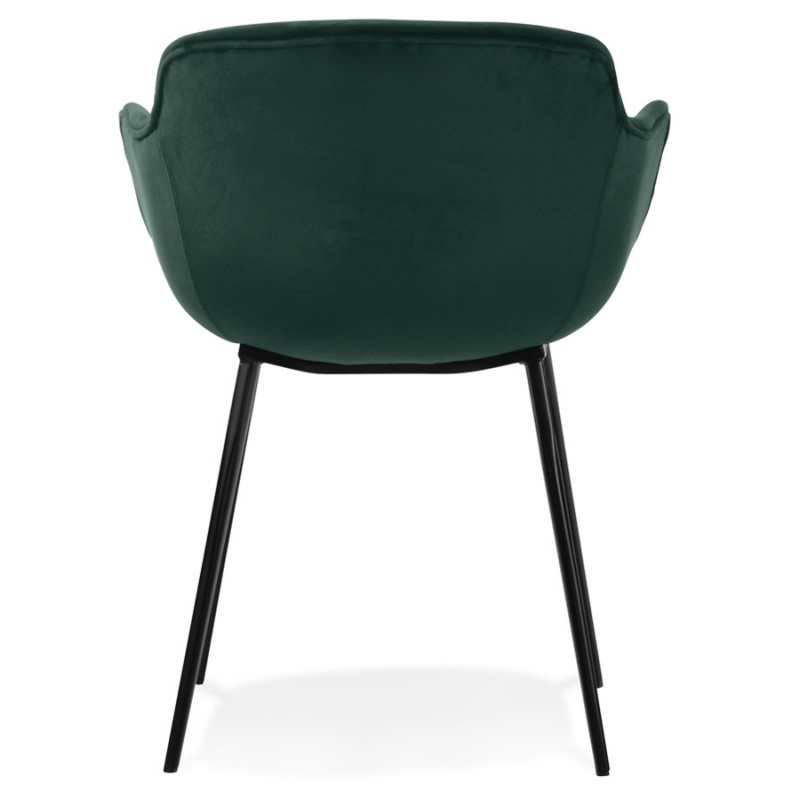 Sedia con braccioli in piedini in velluto metallo nero KEVAN (verde) - image 63055
