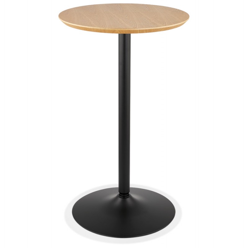 Table haute plateau rond en bois et pied en métal noir ELVAN (Ø 60 cm) (naturel) - image 63094