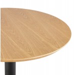 High round wooden top table and black metal leg ELVAN (Ø 60 cm) (natural)