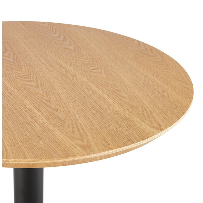 High round wooden top table and black metal leg ELVAN (Ø 60 cm) (natural) - image 63096