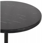 Mesa alta redonda efecto mármol y pie de hierro fundido negro AMOS (Ø 60 cm) (negro)
