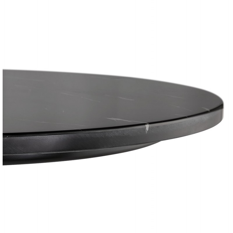 High table round stone top marble effect and foot in black metal OLAF (Ø 60 cm) (black) - image 63129