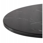 Mesa alta redonda de piedra superior efecto mármol y pie en metal negro OLAF (Ø 60 cm) (negro)