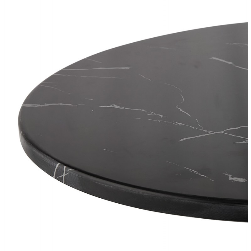 High table round stone top marble effect and foot in black metal OLAF (Ø 60 cm) (black) - image 63130