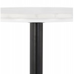 Table haute plateau rond en pierre effet marbre et pied en métal noir OLAF (Ø 60 cm) (blanc)