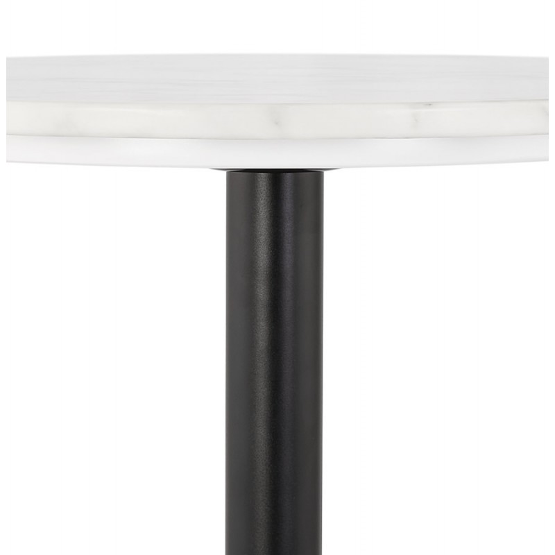 High table round stone top marble effect and foot in black metal OLAF (Ø 60 cm) (white) - image 63137