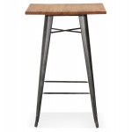 Table haute en bois de pin plateau carré et pied en métal (70x70 cm) BALDUR (naturel)