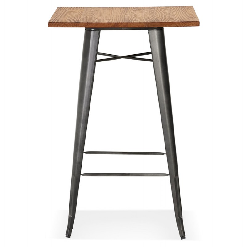 Table haute en bois de pin plateau carré et pied en métal (70x70 cm) BALDUR (naturel) - image 63157