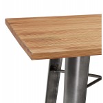 Mesa alta en madera de pino tapa cuadrada y pie metálico (70x70 cm) BALDUR (natural)