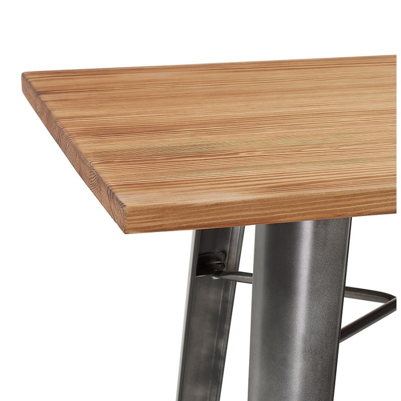 Mesa alta en madera de pino tapa cuadrada y pie metálico (70x70 cm) BALDUR (natural) - image 63160