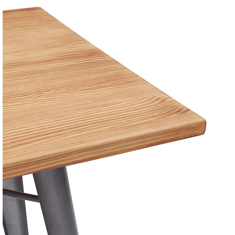 Table haute en bois de pin plateau carré et pied en métal (70x70 cm) BALDUR (naturel) - image 63161