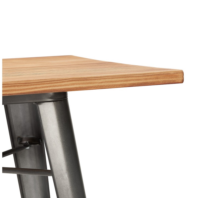 High table in pine wood square top and metal foot (70x70 cm) BALDUR (natural) - image 63162