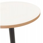 Tavolo alto in legno rotondo e gamba in metallo nero (Ø 60 cm) ARCHIBALD (bianco)