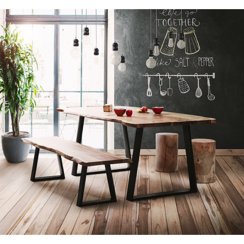 Tavolo da pranzo in legno massello di acacia LANA (100x240 cm) (finitura naturale) - image 63210
