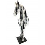 Statue décorative design CHEVAL en fibre de verre (H180 x L69 cm) (gris)