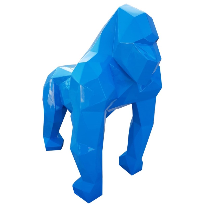 Estatua de diseño decorativo GORILLE ORIGAMI en fibra de vidrio (H130 x W110 cm) (azul) - image 63383